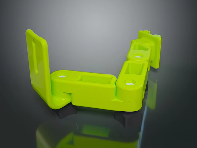Neon Green 3D Printed Car Bracket Component With Holes And Supports 3d model