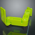 Neon Green 3D Printed Car Bracket Component With Holes And Supports