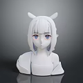 Anime Character Bust Sculpture With White Hair Blue Eyes And Animal Ears