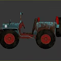 Vintage Blue And Red Toy Off Road Vehicle With Large Red Tires And Star Logo