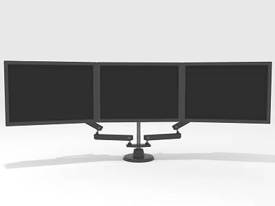 Computer Triple Monitor Stand With Three Screens Side By Side Setup 3d model