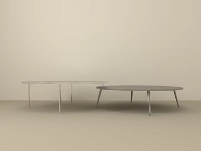 Modern Minimalist Coffee Tables With Sleek Surface And Metal Legs In Light Room 3d model