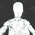 Futuristic Humanoid Robot With White Head Red Lips And Red Silver Armor