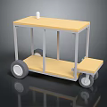 Utility Cart With Yellow Top Gray Frame Lower Shelf And Wheels