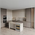 Elegant Modern Kitchen Interior Design With Stylish Cabinets Marble Countertop And Wine Cooler