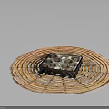 Colorful Assorted Chocolates in Decorative Box on Round Woven Tray