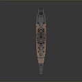 Detailed Historical Warship Scale Model With Naval Ship Structure And Design