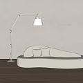 Modern Beige Multi Seater Sofa With Floor Lamp And Poliform Wall Sign