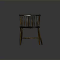 Vintage Wooden Single Chair With Curved Slat Backrest And Solid Wood Seat Design