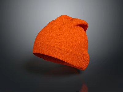 Orange Knitted Beanie Hat Design With Soft Warm Texture And Casual Fashion Style 3d model