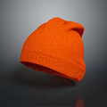 Orange Knitted Beanie Hat Design With Soft Warm Texture And Casual Fashion Style