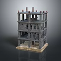 Unfinished Multi Story Building Model With Gray Exterior And Foundation Structure