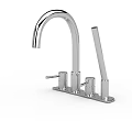 Modern Stainless Steel Kitchen Sink Faucet With Polished Finish And Multiple Handles