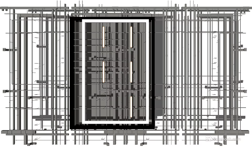 Building Construction Pipeline System Layout With Steel Framework Structure 3d model 