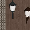 Black and Bronze Vintage Wall Lamps with White Shades on Wooden Wall