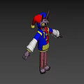 Colorful 3D Cartoon Clown Rabbit With Blue Red Yellow Outfit And Pink Limbs