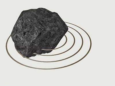 Traditional Karesansui Zen Garden Design Featuring Large Stone And Circular Raked Sand Patterns 3d model