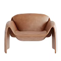 Modern Leather Lounge Chair With Curved Arms Sleek Lines And Comfortable Seat