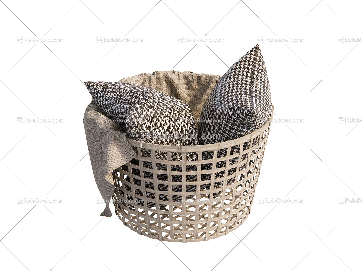 The bamboo-woven dirty clothes basket 3d model