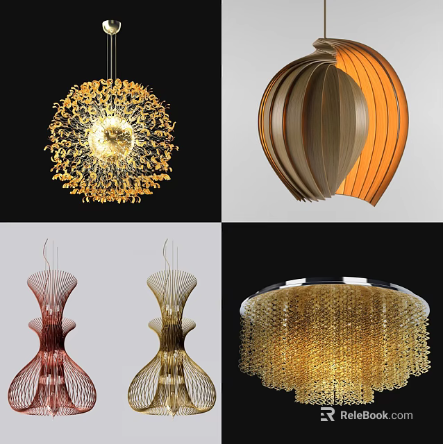 Unique Shaped Pendant Lights With Various Modern Designs For Interior Decor 3d model