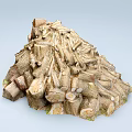 Natural Stone And Wood Pile With Rustic Texture For Decorative Display At Home