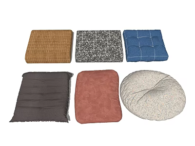 Assorted Colorful Cushions For Home Decor With Textured Patterns And Shapes 3d model