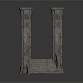 Ancient Stone Pillars With Connected Staircase And Classical Design Elements 3d model