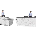 Elegant Modern Reception Desk Design With Marble Surface And LED Lighting Features 3d model