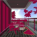 Home Balcony Design With Cozy Seating Green Plants Wooden Flooring And Lake View