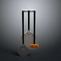 Stainless Steel Kitchen Tool With Three Black Rods Orange Brush And Circular Blade