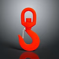Red Heavy Duty Lifting Hook With Safety Latch And Durable Construction 3d model