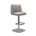 Modern Light Gray Leather Bar Stool With Metal Base And Footrest 3d model
