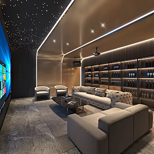 Modern AV Room Home Theater 3d model