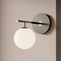 Modern Wall Lamp Featuring Round Base Metal Arm And White Spherical Shade 3d model