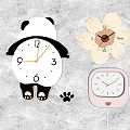 Panda Clock Flower Clock Wall Decorative Wall Clock Decorative Clock 3d model