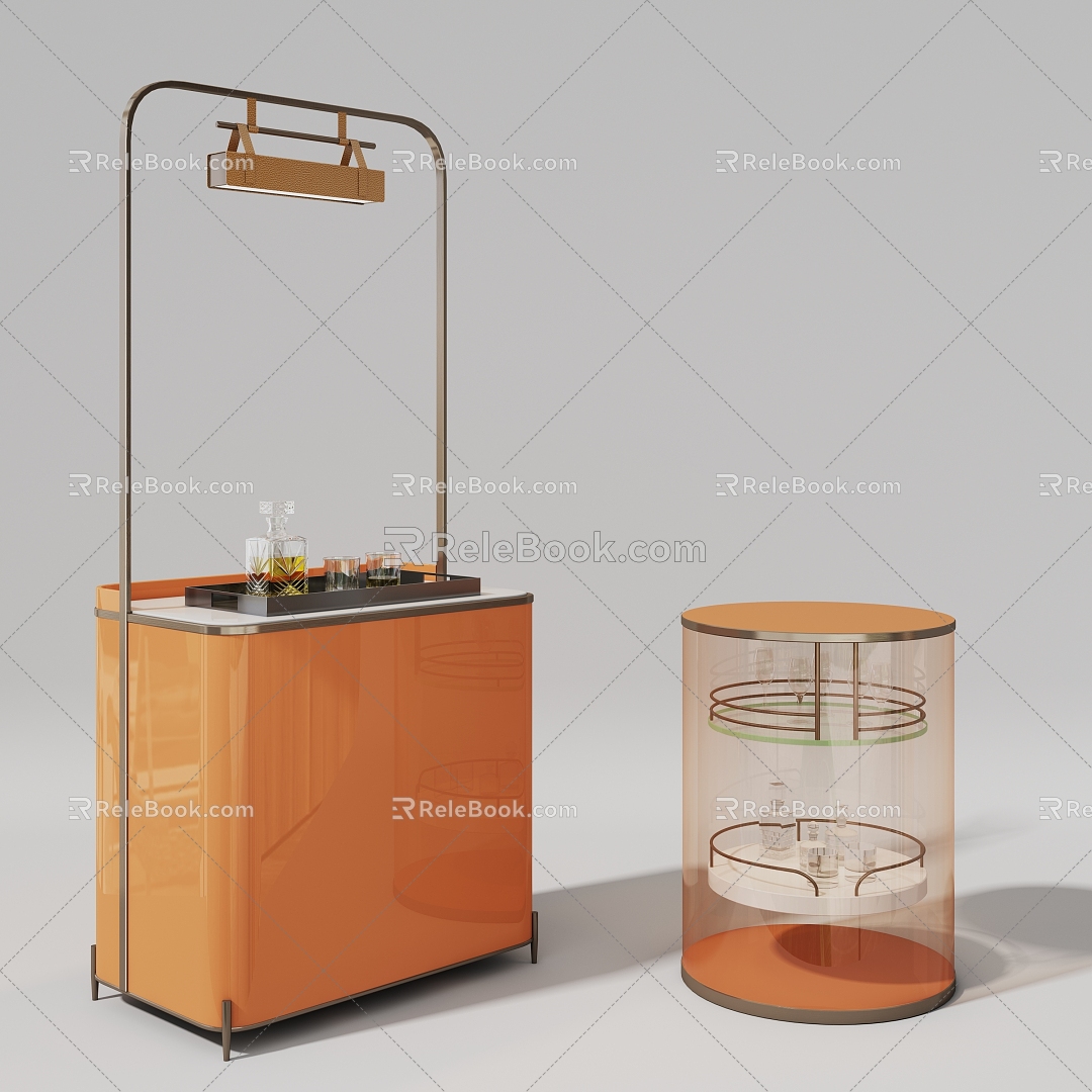 Nice-looking water bar glass cabinet wine cabinet orange simple 3d model