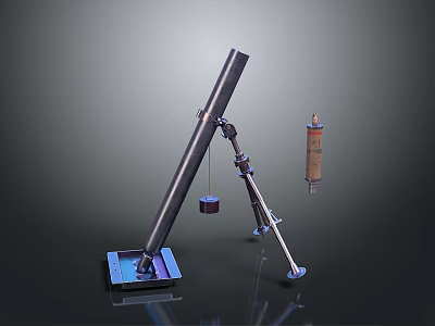 Tactical Weapon Featuring Metal Tube Tripod Stand Base Platform And Ammunition Cylinder 3d model