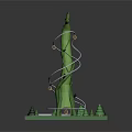 Decorative Green Spiral Plant Structure With Spiral Track And Small Trees