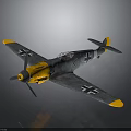 3D Aerospace Airplane Model With Yellow Nose Gray Body Black Cross Marks And Wingtips