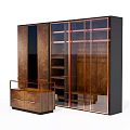 Elegant Modern Wardrobe Design with Glass Doors Metal Frame and Wooden Drawers
