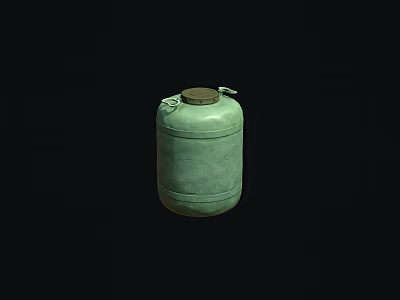 Green Gas Cylinder With Metal Cap And Handles Isolated On Black Background 3d model
