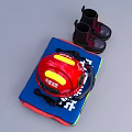 Red Firefighter Helmet With Goggles Mat Blanket And Fire Boots 3d model