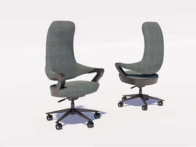 Modern High Back Gray Office Chair With Armrests And Swivel Wheels Two Designs 3d model