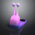 Cartoon Snail Character With Two Big Eyes Pink Blue Body And Spotted Texture