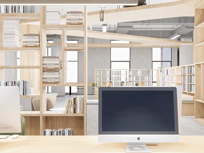 Modern Book Art Display With Artistic Wooden Bookshelves And Creative Library Layout 3d model