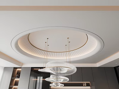Modern Ceiling Design With Circular Lighting And Trim 3d model