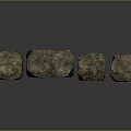 Rustic Brown Bread Pieces of Various Sizes with Rough Surfaces and Gray Background 3d model