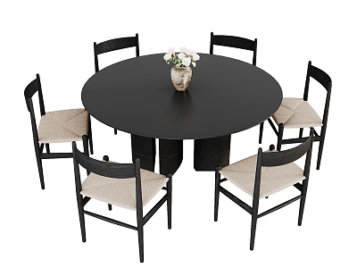 Quiet Wind Dining Table and Chair Combination Dining Table and Chair 3d model