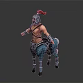 Mythical Centaur Warrior Wearing Armor with Red Plume Helmet and Blue Horse Body