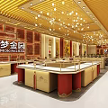 Golden MOKINGRAN Jewelry Store Exterior And Interior With Bright Lighting And Display Cases